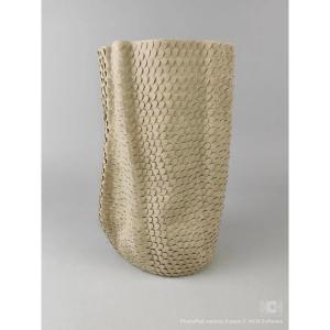 Gilles Caffier (1963) Textured Ceramic Vase In The Style Of Pangolin Scales, Signed And Dated 