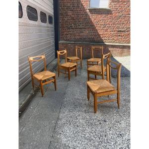 Guillerme Et Chambron, Important Set Of 12 Chairs, Edition Votre Maison Circa 1970