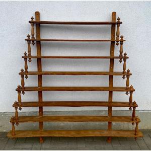 Large Hanging Bistro-restaurant Or Shop Shelf In Solid Oak 