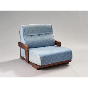 Guillerme Et Chambron, Rare Oak Fireside Chair, Edition Votre Maison, Circa 1970