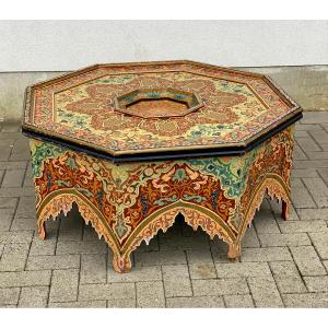 travail oriental grande Table basse en bois polychromé 