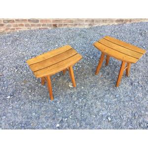Guillerme And Chambron, Pair Of Stools Circa 1950, Edition Votre Maison 