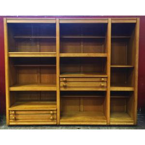 Guillerme And Chambron For Your Home. Rare Light Oak Display Bookcase Circa 1970