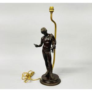 Michele AMODIO (1850-1890?) sculpture en bronze "Narcisse" montée en lampe