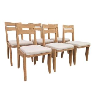 Guillerme Et Chambron, 6 chaises En Chêne Edition Votre Maison Circa 1960/1970