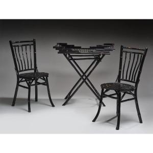 Maison PERET et VIBERT (attribué à)  deux chaises  et une table pliante circa 1900