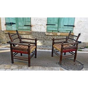 Charles Dudouyt (attributed To) Pair Of Art Deco Armchairs, Circa 1930–1940