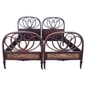 Deux lits jumeaux attribués à Michael Thonet , Secession Vienoise circa 1900