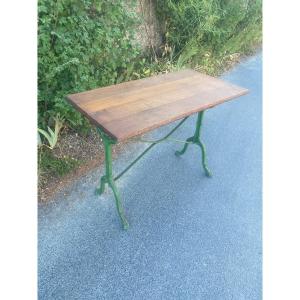 ancienne table de bistrot en chêne et fonte circa 1900