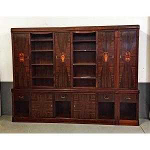 Large Art Deco Bookcase Made Of Precious Wood, Circa 1930