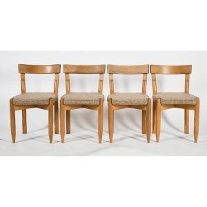 Guillerme And Chambron, Set Of 4 Chairs, Edition Votre Maison, Circa 1970