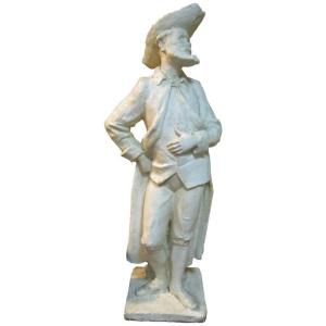 Important Plaster Sculpture (200 Cm) Depicting An Hidalgo, Signed By Coste And Dated 1964