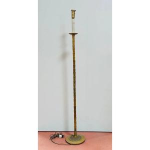 MAISON BAGUÈS (attribué à) Lampe de parquet en bronze à motifs palmiforme. circa 1950/1960