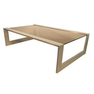 Jean Francois Sergeant, Table De Salon En Aluminium Vernis Et Verre Teinte circa 1970