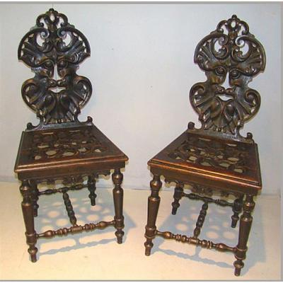 Paire De Chaises Baroque Louis XIII  , Circa 1900