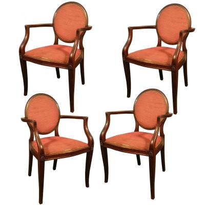 4 Armchairs 1930 Mahogany To Restore