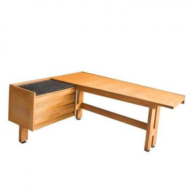 Guillerme And Chambron, Large Oak Desk Edition Your House Circa 1950