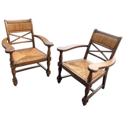 Paire d'Intéressants Fauteuils Neo Classique, Circa 1940