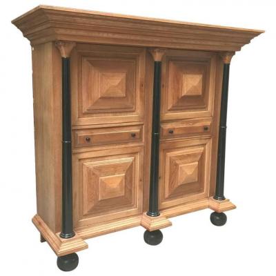 Neoclassical Grand Buffet In Oak, Opening With 4 Doors And 2 Drawers