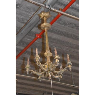 Elegant Chandelier In Bronze 6 Lights Circa 1930