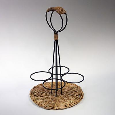 Rattan Bottle Holder And Lacquered Metal Around 1950/1960