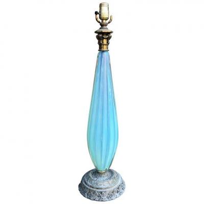 Grande Lampe En Verre De Murano Et Métal Patiné, Usa Circa 1950/1960