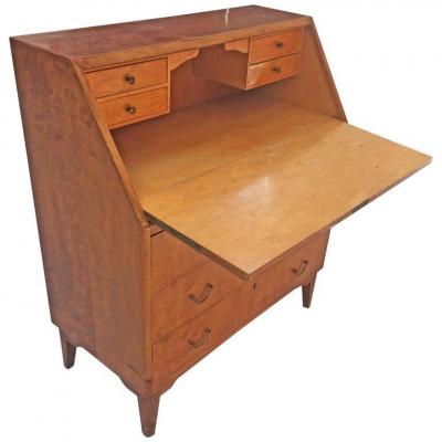 Secretaire / Scriban Art Deco In Maple Veneer Circa 1940/1950