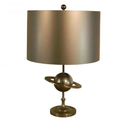 Grande Lampe 1970 En Metal Poli Et Metal Mat, Style Maison Charles Circa 1970 