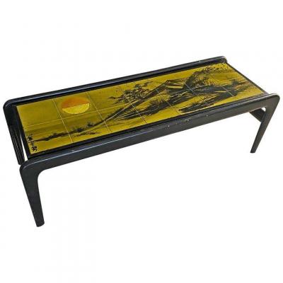 Lacquered Wood And Ceramic Tile Living Room Table, Circa 1960