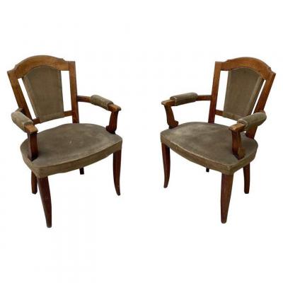 Baptistin Spade, Pair Of Art Deco Armchairs, Circa 1930/1940