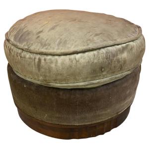 Art Deco Pouffe In Solid Mahogany Attributed To Dim Circa 1930