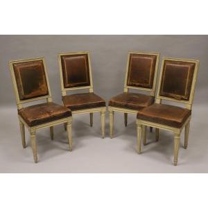 4 Chaises Neoclassiques Estampillées De  Armand Albert Rateau (1882-1938) , Vers 1920/1930