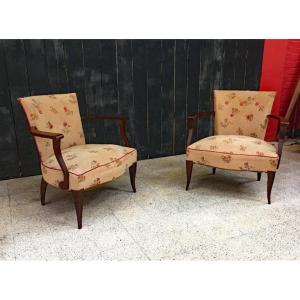 Pair Of Elegant Art Deco Armchairs Circa 1940