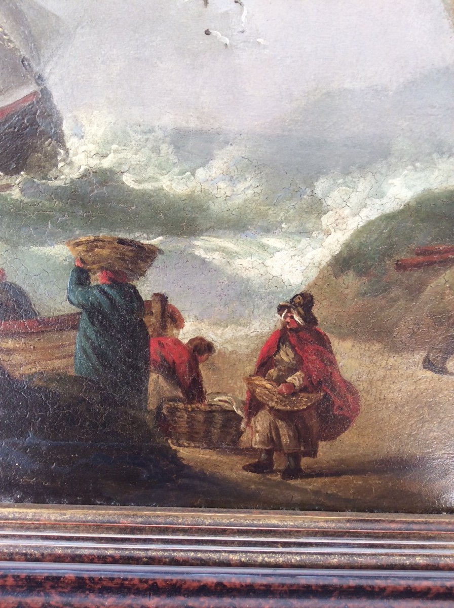 Tableau Ecole Anglaise du XIXe Siècle Marine : « Retour De Pêche » -photo-2