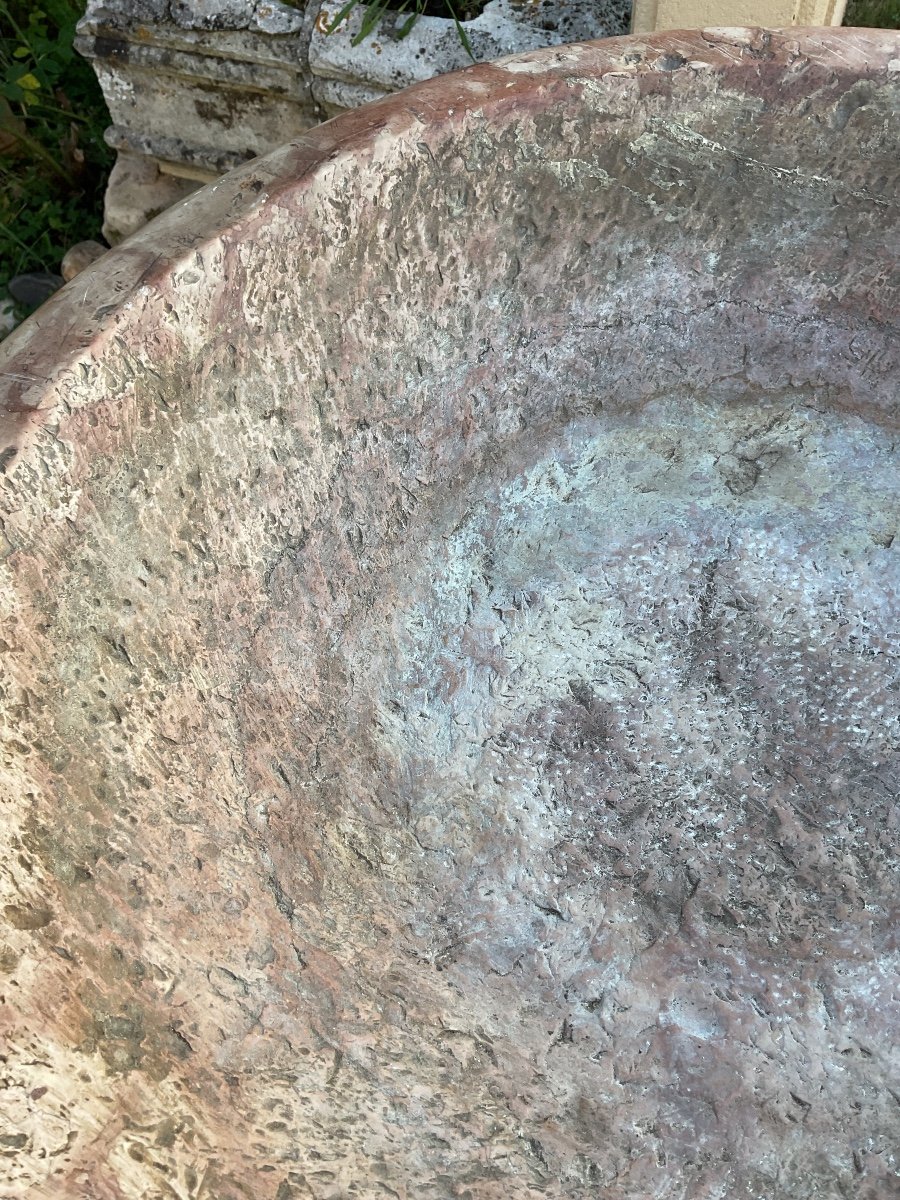 Large Stoup On Foot From The 17th Century In Marble-photo-7