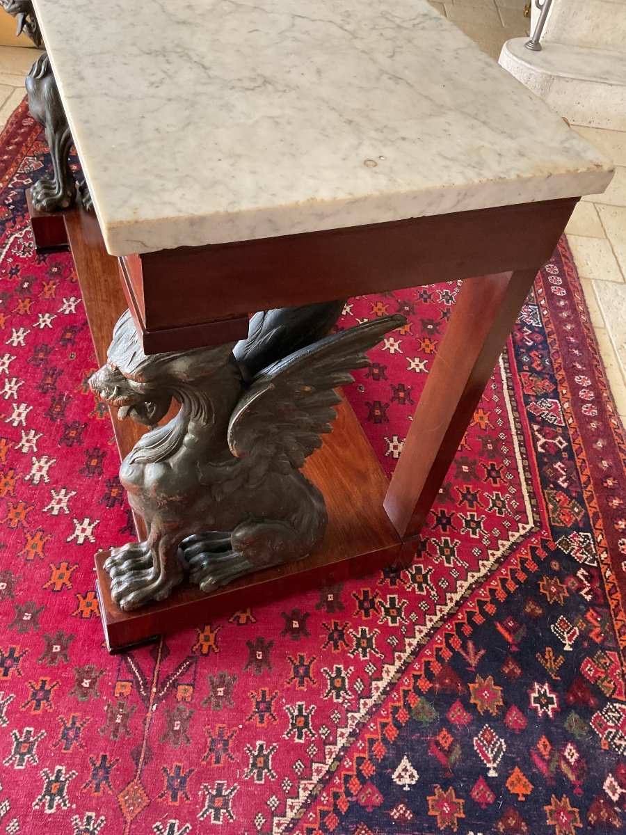 Rare Empire Console With Winged Griffins In Mahogany-photo-2