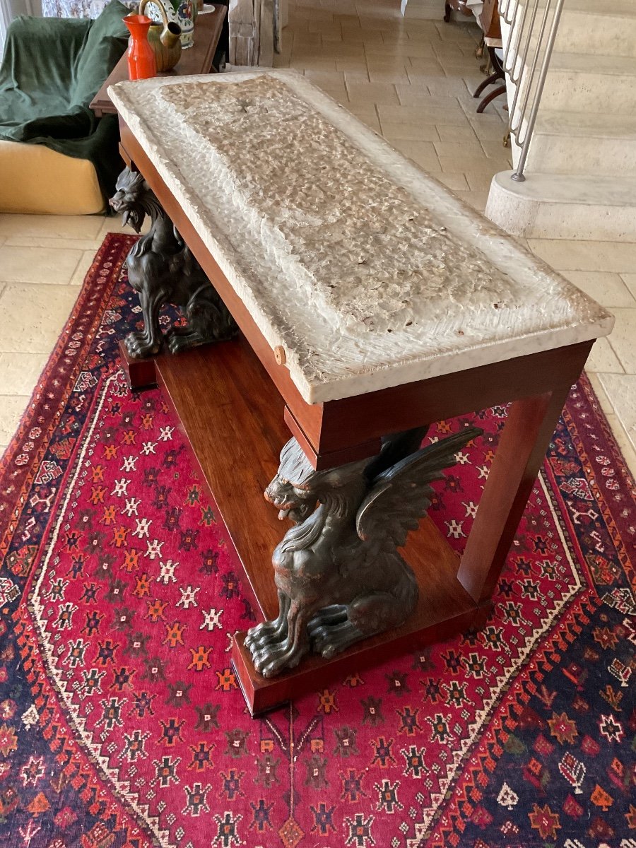 Rare Empire Console With Winged Griffins In Mahogany-photo-2