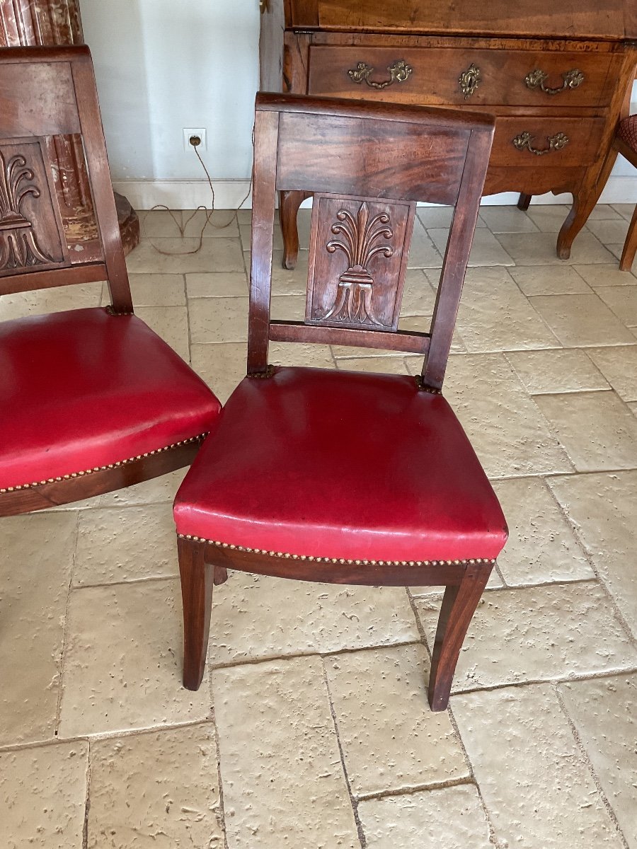 Suite Of 4 Restoration Chairs In Mahogany And Mahogany Veneer-photo-2