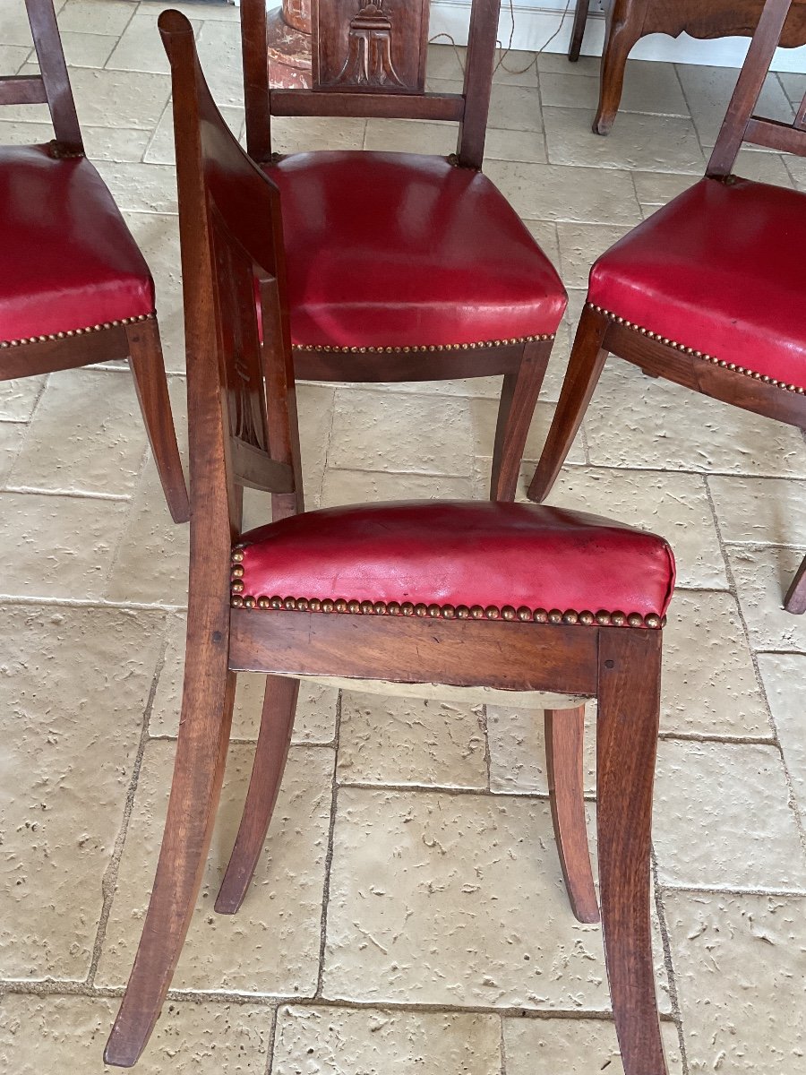 Suite Of 4 Restoration Chairs In Mahogany And Mahogany Veneer-photo-8