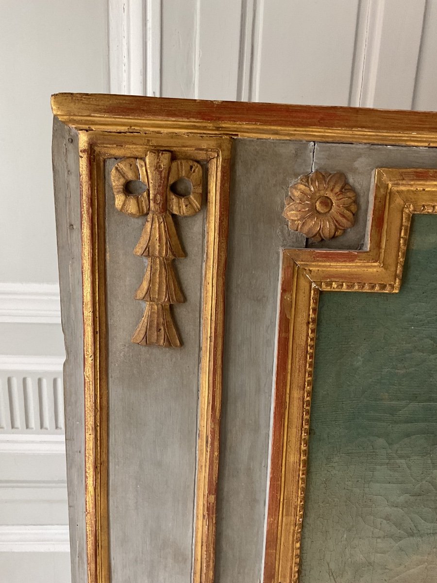 Pretty Louis XVI Trumeau, Lacquered And Gilded Wood -photo-2