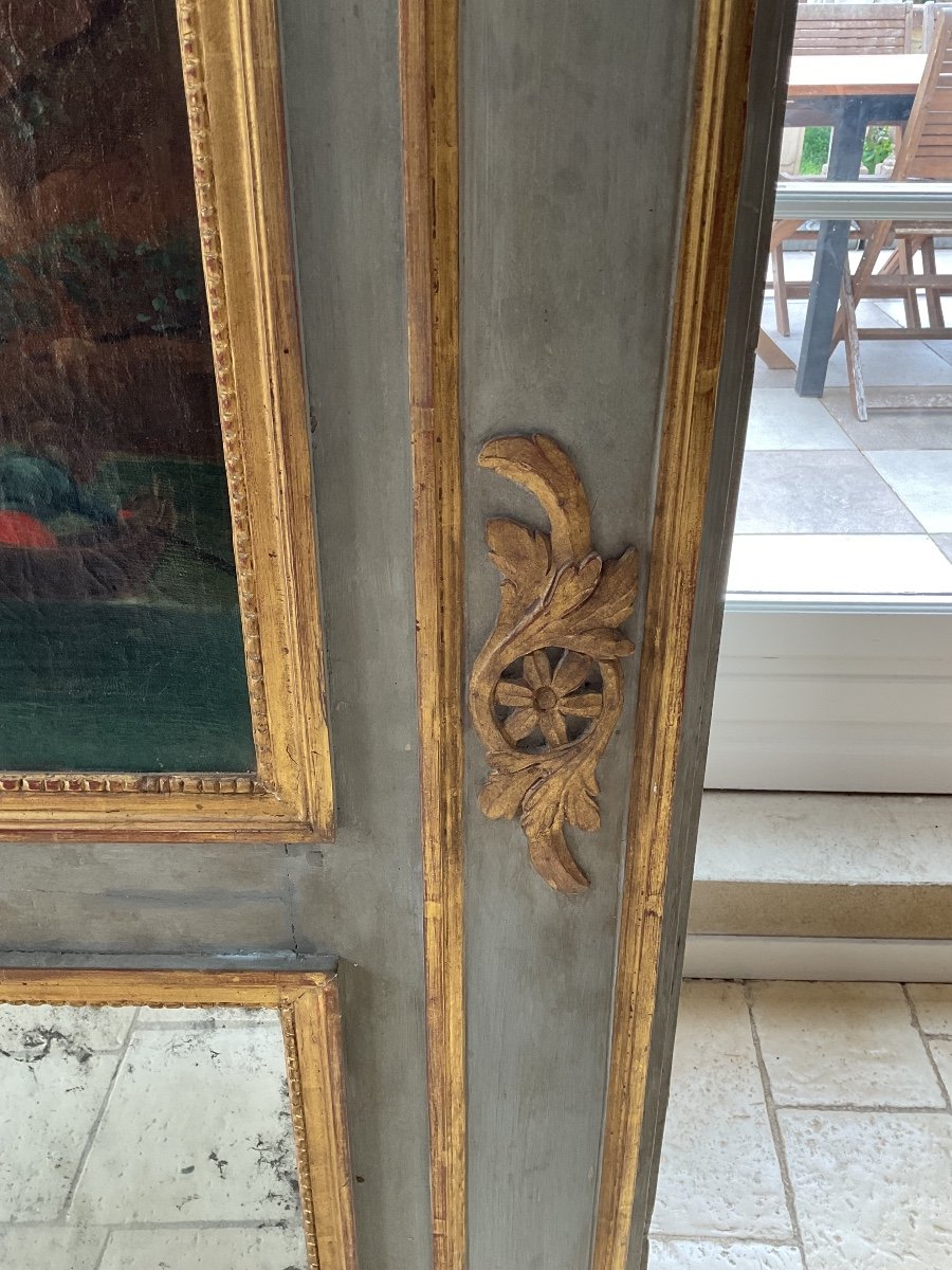 Pretty Louis XVI Trumeau, Lacquered And Gilded Wood -photo-4