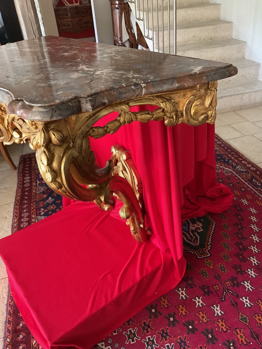 Louis XV Console In Golden Wood -photo-2