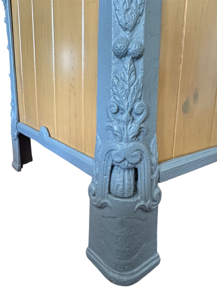 Pretty Pair Of Cast Iron And Wood Orange Tree Tubs-photo-4