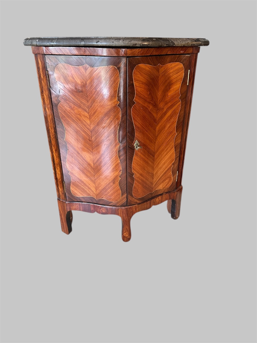 Curved Corner Cupboard Stamped In Transition Period Marquetry-photo-5