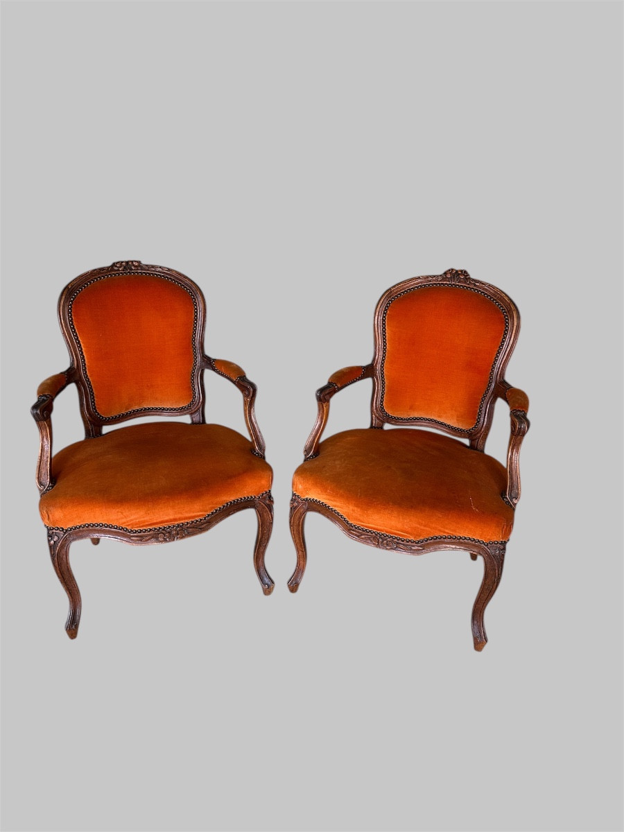 Pair Of Louis XV Period Cabriolet Armchairs