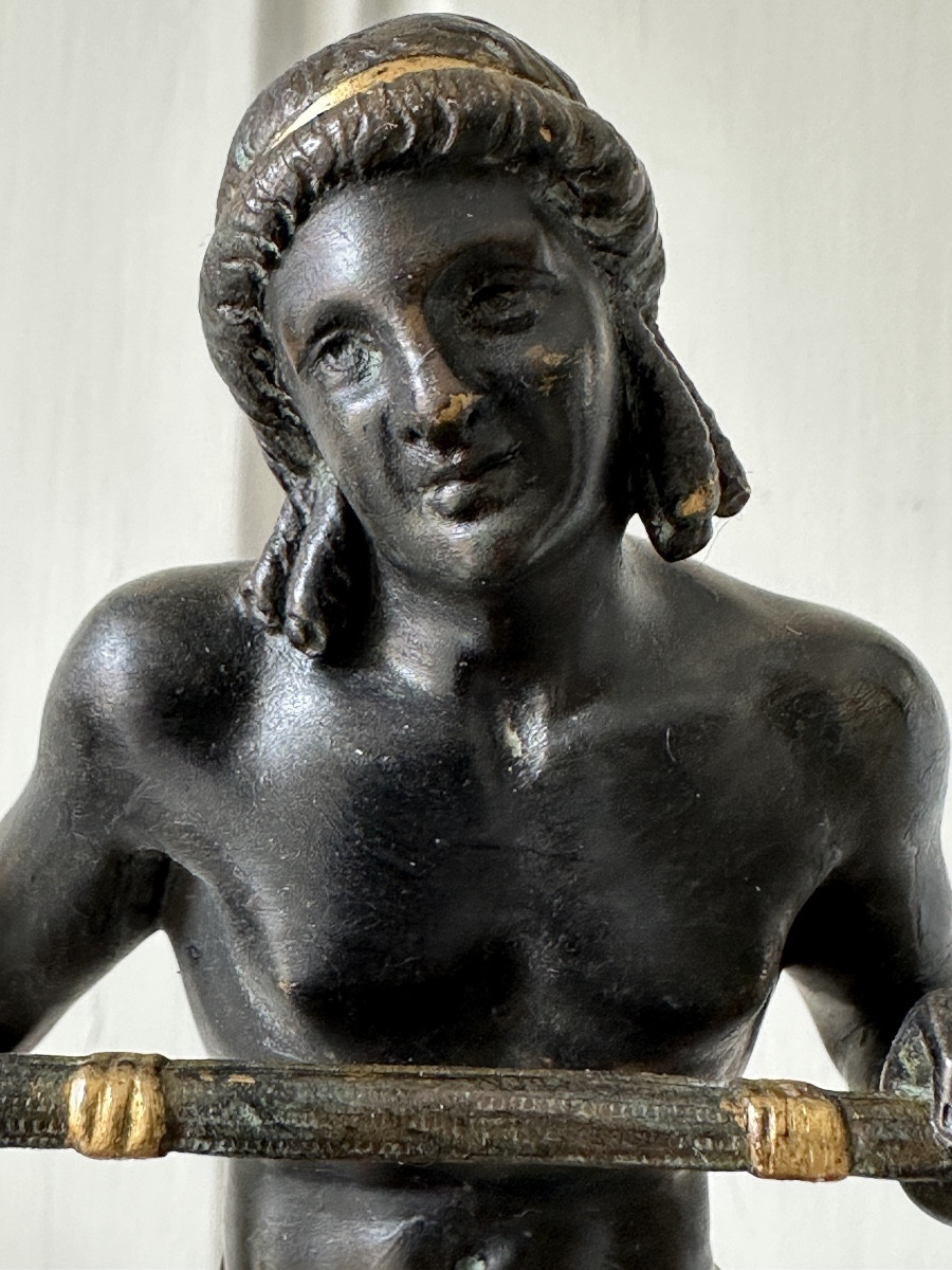 Pair Of Nubian Candelabras In Patinated And Gilded Bronze -photo-4