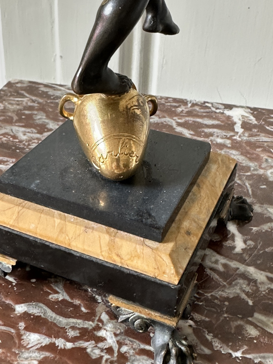 Pair Of Nubian Candelabras In Patinated And Gilded Bronze -photo-4