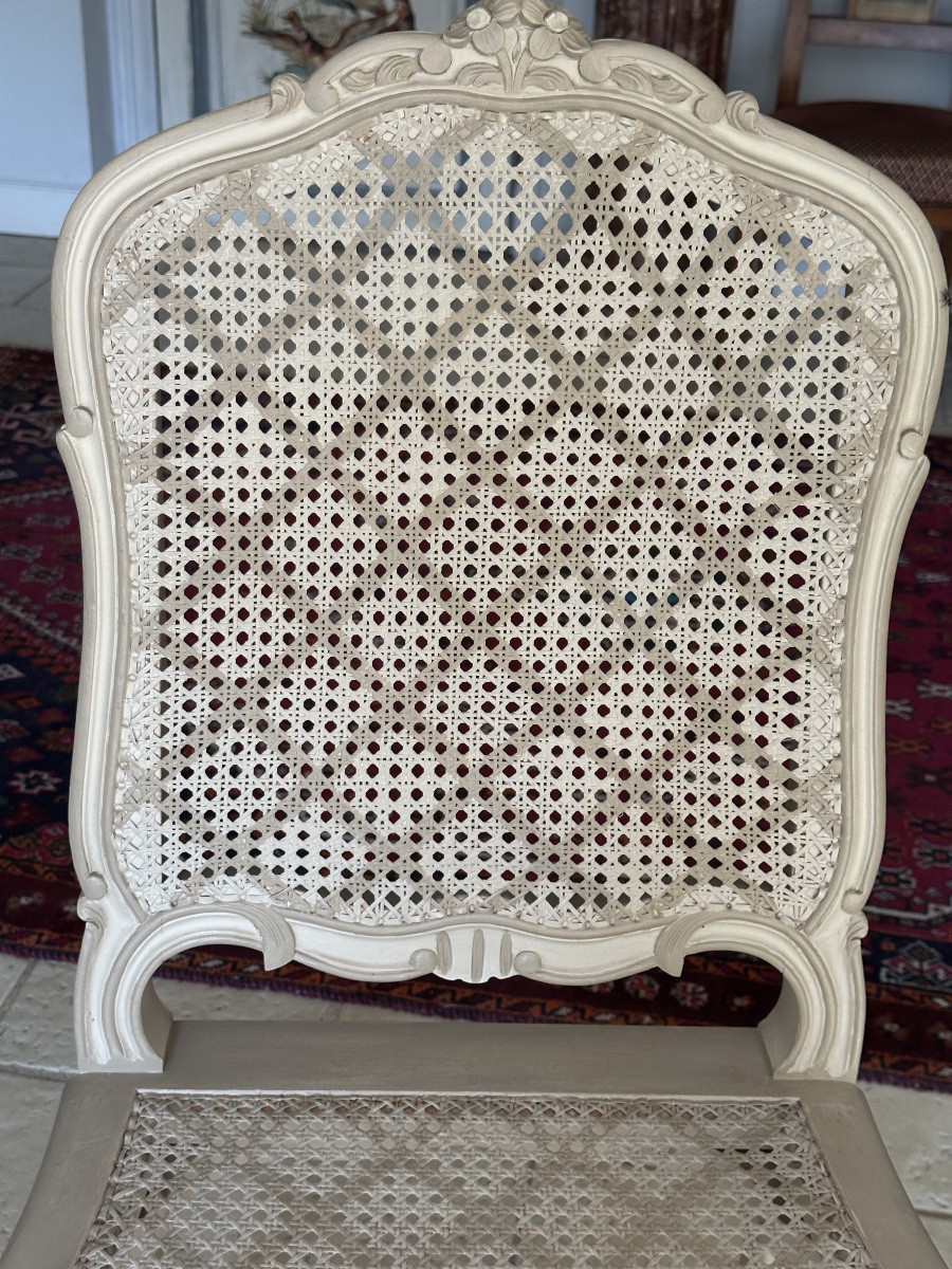 Suite de 6 chaises cannées de style Louis XV-photo-4