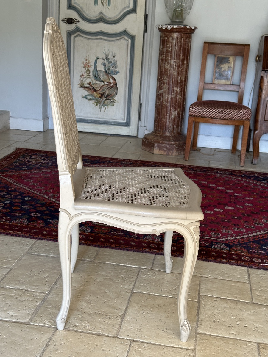 Suite de 6 chaises cannées de style Louis XV-photo-1