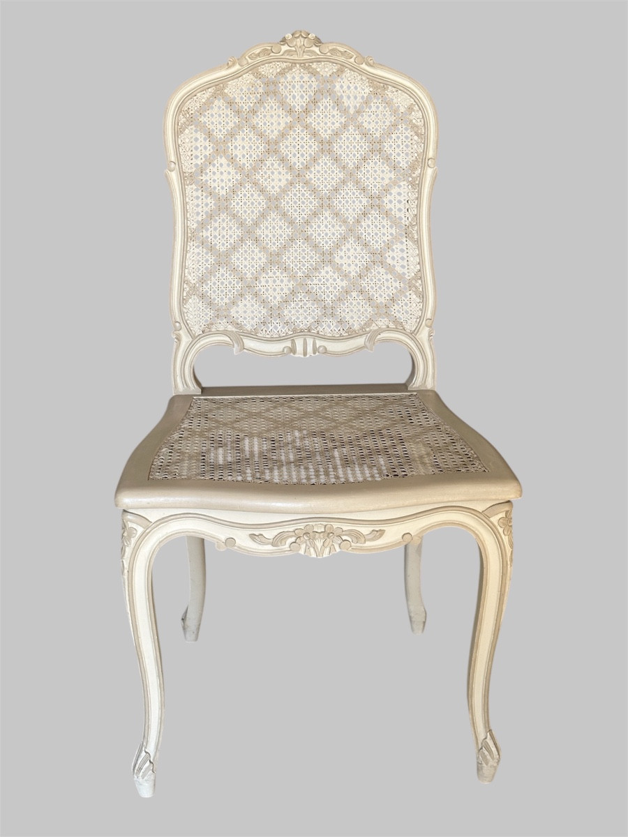 Suite de 4 chaises cannées de style Louis XV-photo-2
